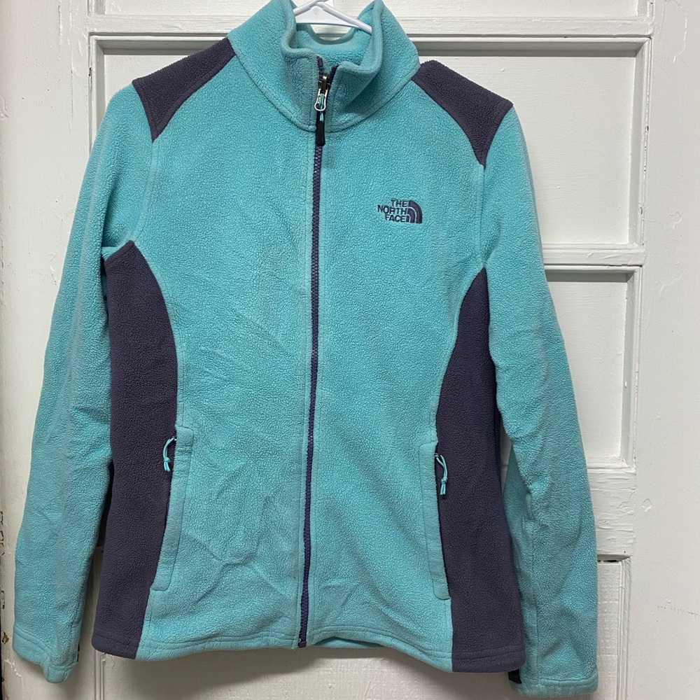The North Face Denali fleece full zip jacket mint green x dark gray women's S